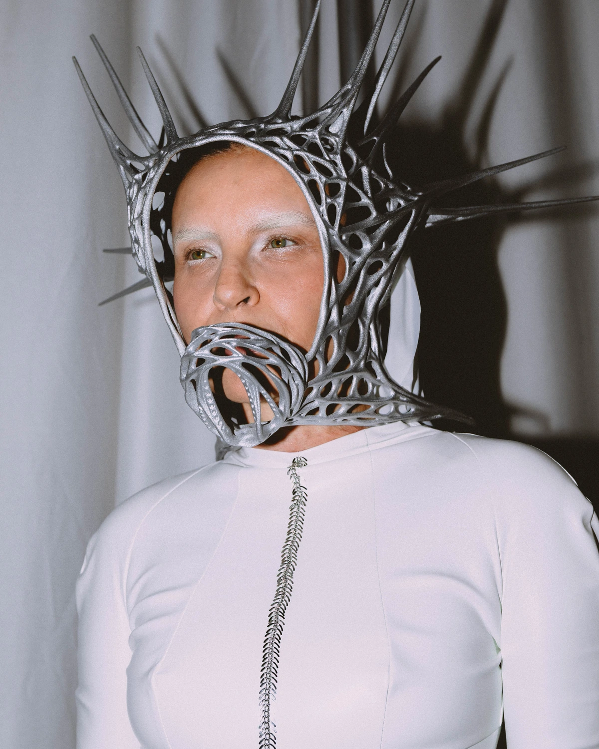 C.PROTOCOL SS27 — silver spiked headpiece, alternate view and detail