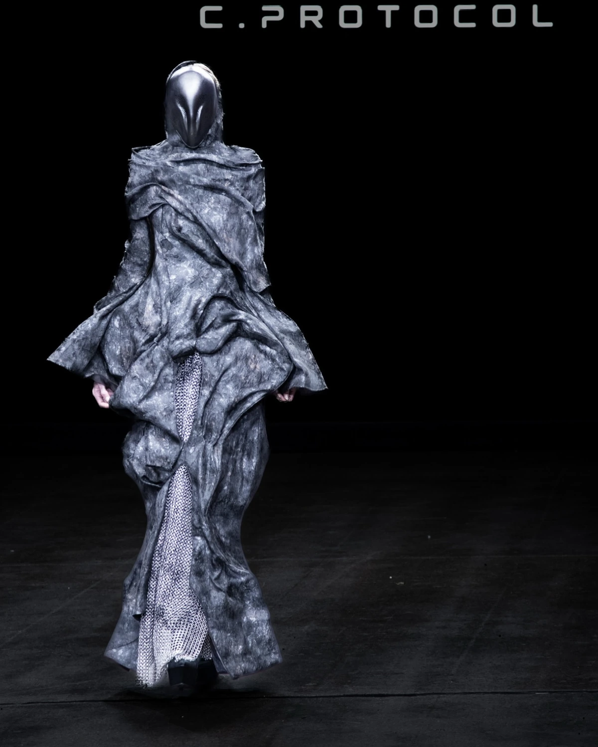 C.PROTOCOL SS27 — dark sculptural draping, alternate view and detail