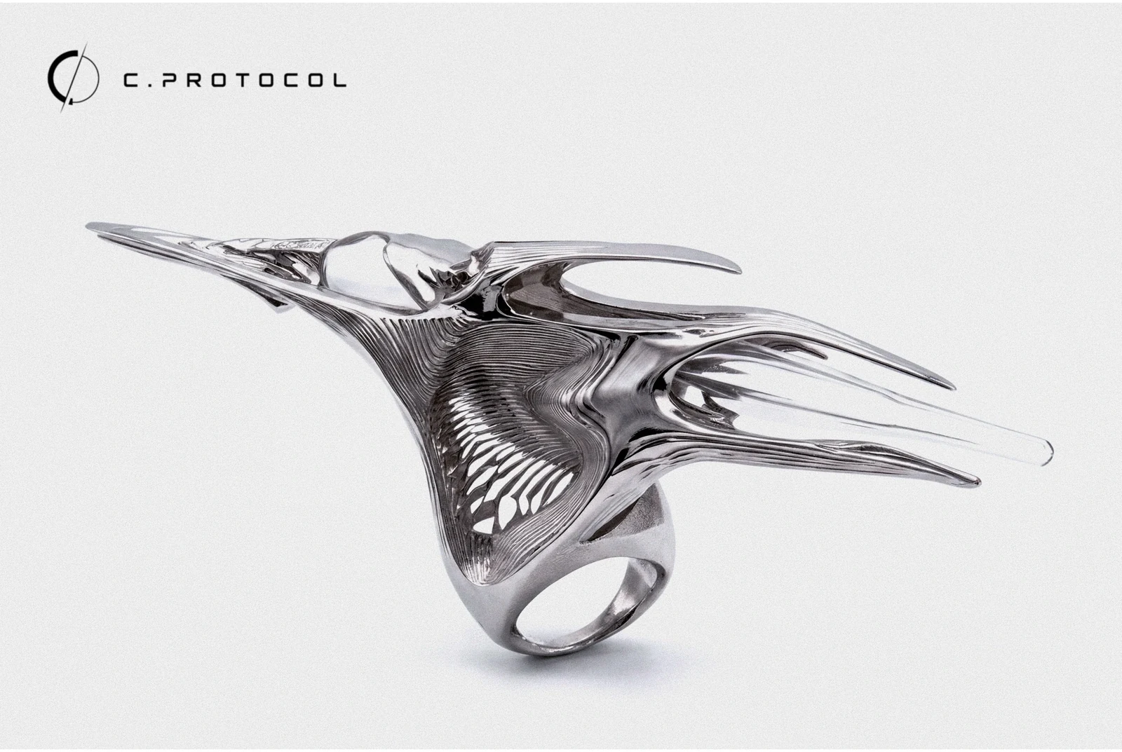C.PROTOCOL ring, silver finish